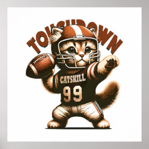 American Football Cat - Touchdown Purfection Poster