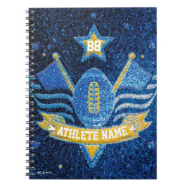 American Football Champions mit Blue and Gold Glit Notizblock