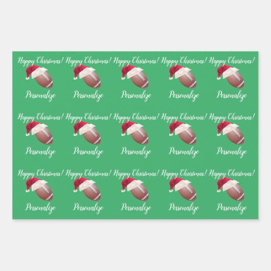 American Football Christmas Personalisiert Geschenkpapier Set (Vorderseite)