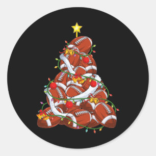 American Football Christmas Tree Xmas Pajamas Play Runder Aufkleber
