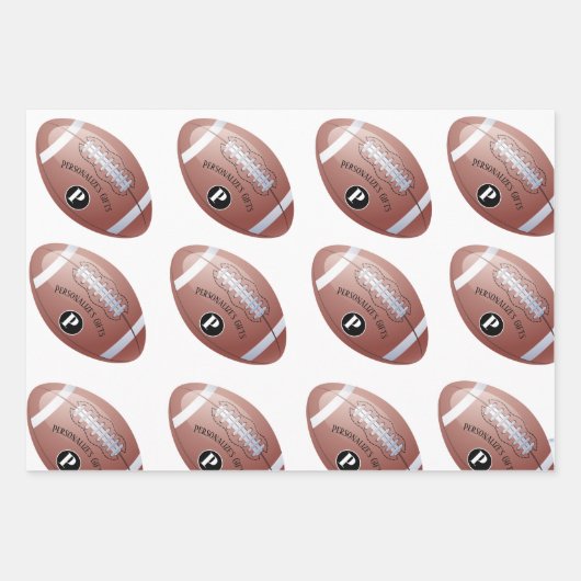 American Football Custom Monogram Name Geschenkpapier Set (Vorderseite 3)
