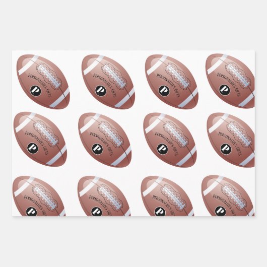 American Football Custom Monogram Name Geschenkpapier Set (Vorderseite 2)