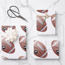 American Football Custom Monogram Name Geschenkpapier Set