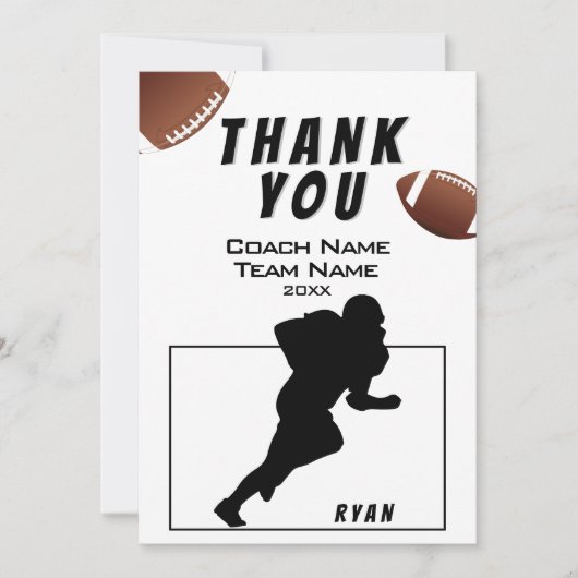 American Football Danke Coach Card (Vorderseite)