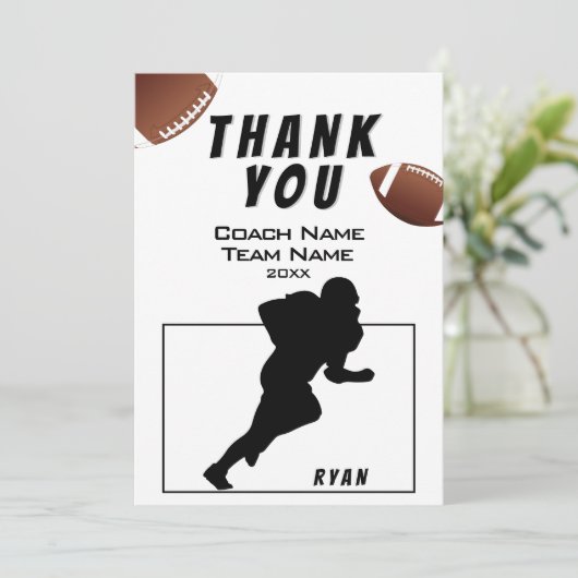 American Football Danke Coach Card (Stehend Vorderseite)