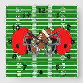 American Football Design Quadratische Wanduhr (Vorderseite)