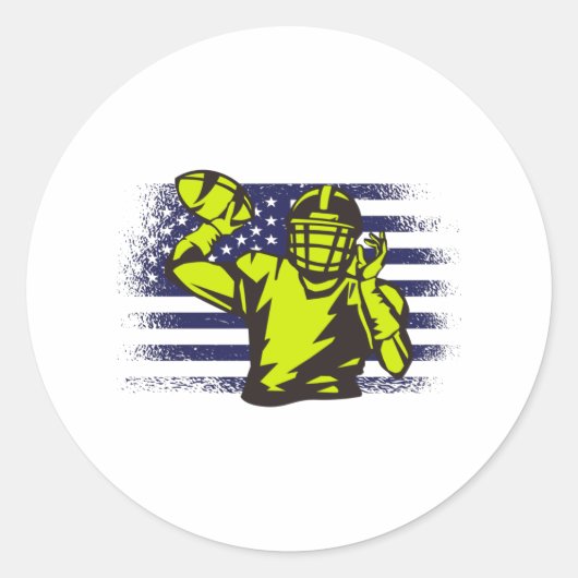American Football Fan Jersey Shirt USA Flag Runder Aufkleber (Vorderseite)