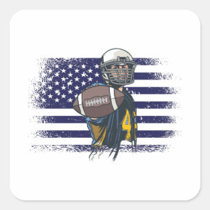 American Football Fan Jersey Shirt USA Flag Square Quadratischer Aufkleber