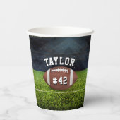 American Football Field Name Team Jersey Nummer Pappbecher (Rückseite)