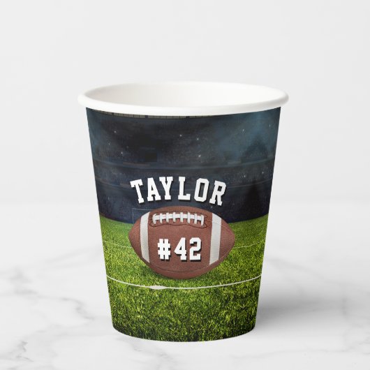American Football Field Name Team Jersey Nummer Pappbecher (Vorderseite)