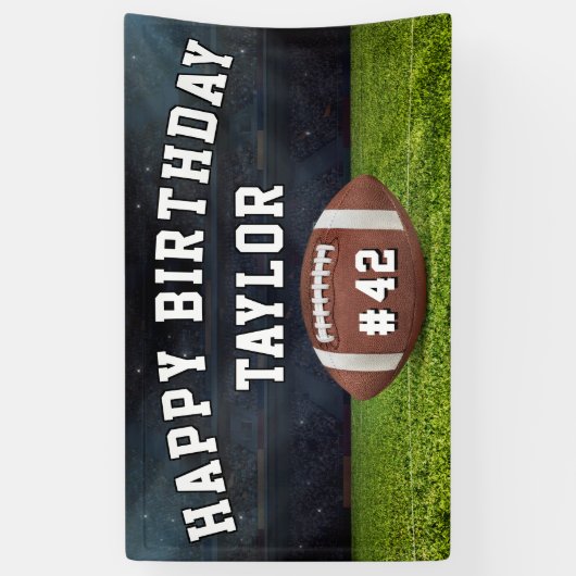 American Football Field Team Number Happy Birthday Banner (Vertikal)