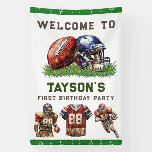American Football First Year Down 1st Birthday Banner (Vertikal)
