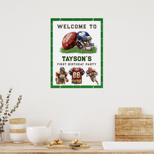 American Football First Year Down 1st Birthday Poster (Küche)