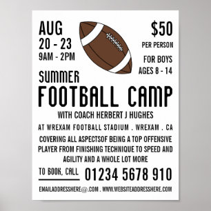 American Football, Football Camp Werbung Poster