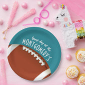 American Football Game Day Aqua Pappteller (Party)