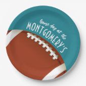American Football Game Day Aqua Pappteller (Vorderseite)