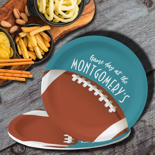 American Football Game Day Aqua Pappteller