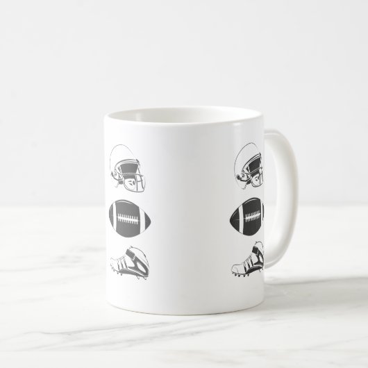 American Football Gear Silhouette | Helmet Ball Kaffeetasse (VorderseiteRechts)