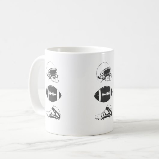 American Football Gear Silhouette | Helmet Ball Kaffeetasse (Vorderseite Links)