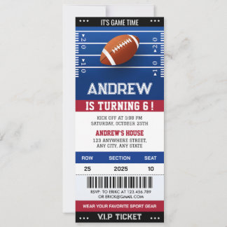 American Football Geburtstag Ticket Party für Jung Einladung