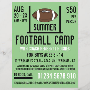 American Football & Goal Football Camp Werbung Flyer