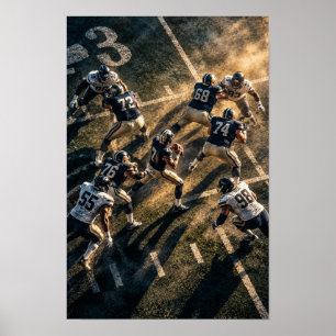 American Football Goal Line Kampf – Overhead Sport Poster