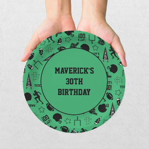 American Football Green Sports 30. Geburtstag Pappteller