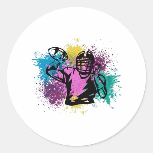 American Football Grungy Color Splashes Runder Aufkleber (Vorderseite)