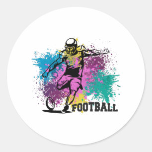 American Football Grungy Color Splashes Runder Aufkleber