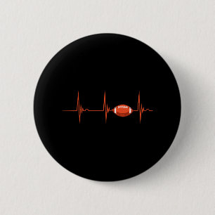 American Football Heartbeat Ecg Pullball Sport Button
