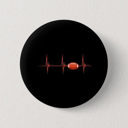 American Football Heartbeat Ecg Pullball Sport Button (Vorderseite)