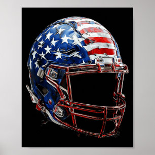 American Football Helm Amerikanische Flagge Sport Poster