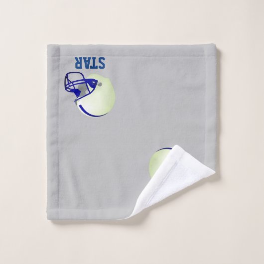 American Football Helmet & Text on Light Gray Badhandtuch Set (Waschlappen)