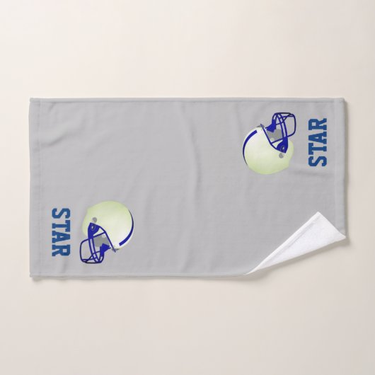 American Football Helmet & Text on Light Gray Badhandtuch Set (Handtuch)