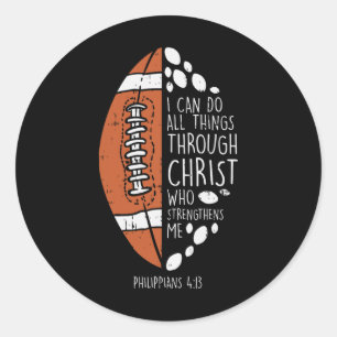 American Football Ich kann Dinge tun Bibel Gott Je Runder Aufkleber