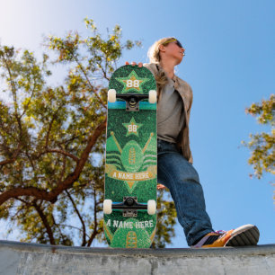 American Football Jersey Colors Green Gold Glitzer Skateboard
