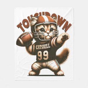 American Football Katze - Touchdown Purrfection Fleecedecke
