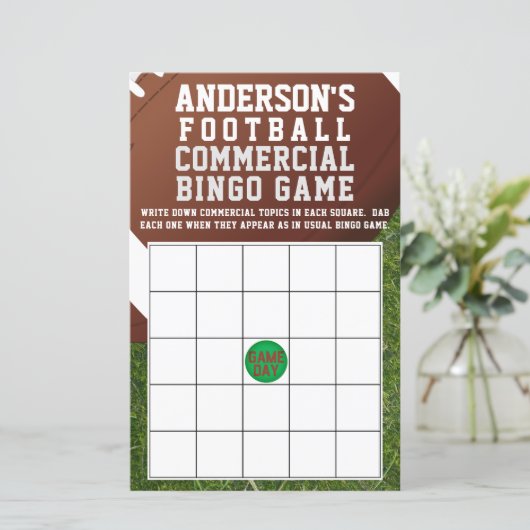 American Football Kommerziell Bingo Game (Stehend Vorderseite)