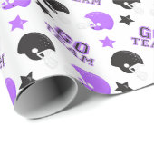 American Football Lila und Black Pattern Geschenkpapier (Rolleneckpunkt)