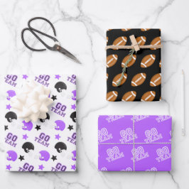 American Football Lila und Black Pattern Geschenkpapier Set