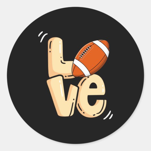 American Football Love Valentines Rugby Srts Pl  Runder Aufkleber (Vorderseite)