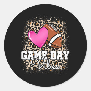 American Football Lover Game Day Leopard Football Runder Aufkleber
