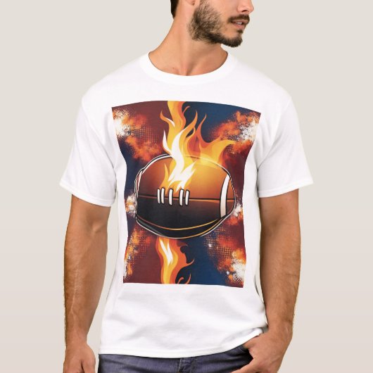 American Football on Fire Cool Design T-Shirt (Vorderseite)