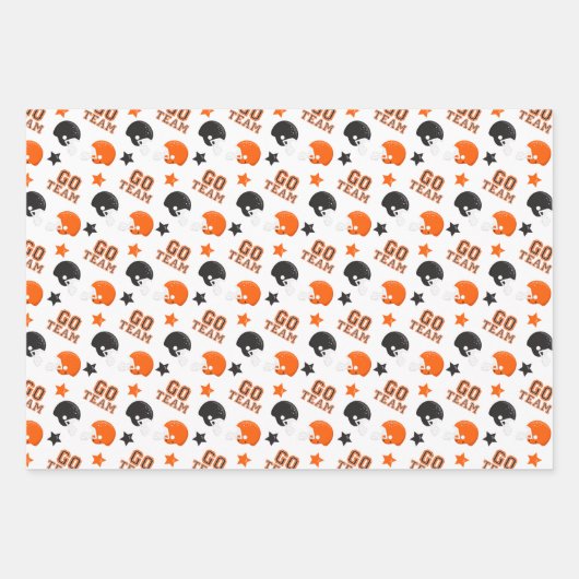 American Football Orange and Black Patterns Geschenkpapier Set (Vorderseite)