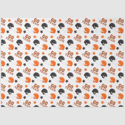 American Football Orange and Black Patterns Seidenpapier (Vorderseite)