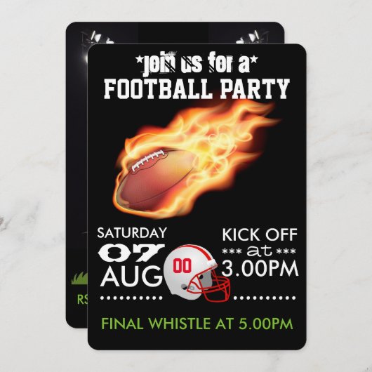 American Football Party Personalisierte Einladung (Vorne/Hinten)