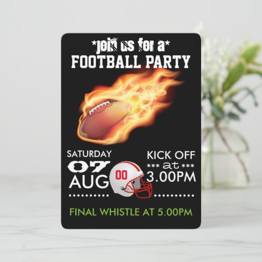 American Football Party Personalisierte Einladung (Stehend Vorderseite)