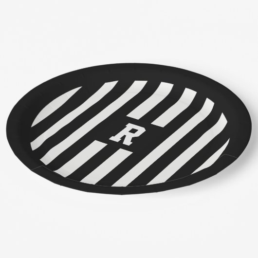 American Football Party Reference Stripe Plate Pappteller (Schrägansicht)