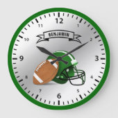 American Football Personalisiert Name Boys Room Große Wanduhr (Vorderseite)