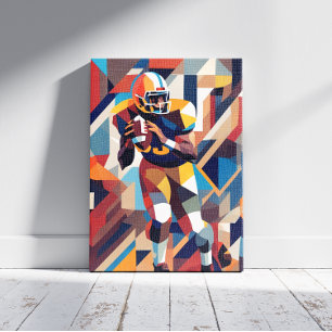 American Football Player Cubist Canvas Print Leinwanddruck